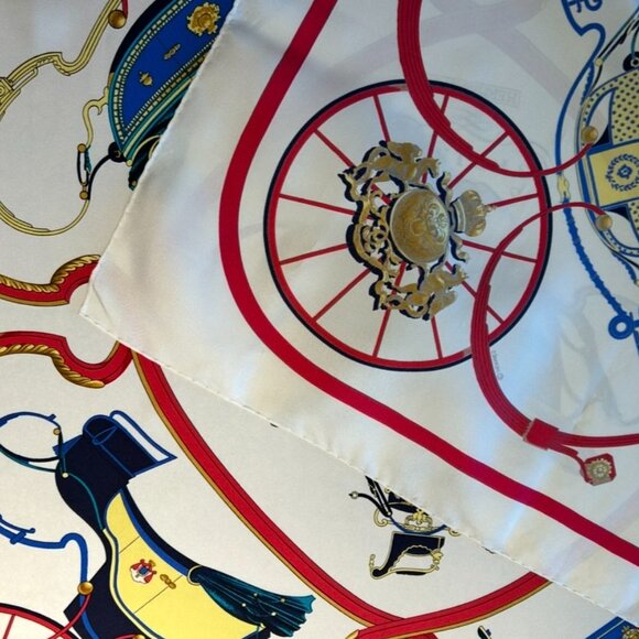 Vintage Hermes Springs Silk Scarf White Background  Designed by Phillipe Ledoux - Picture 14 of 16